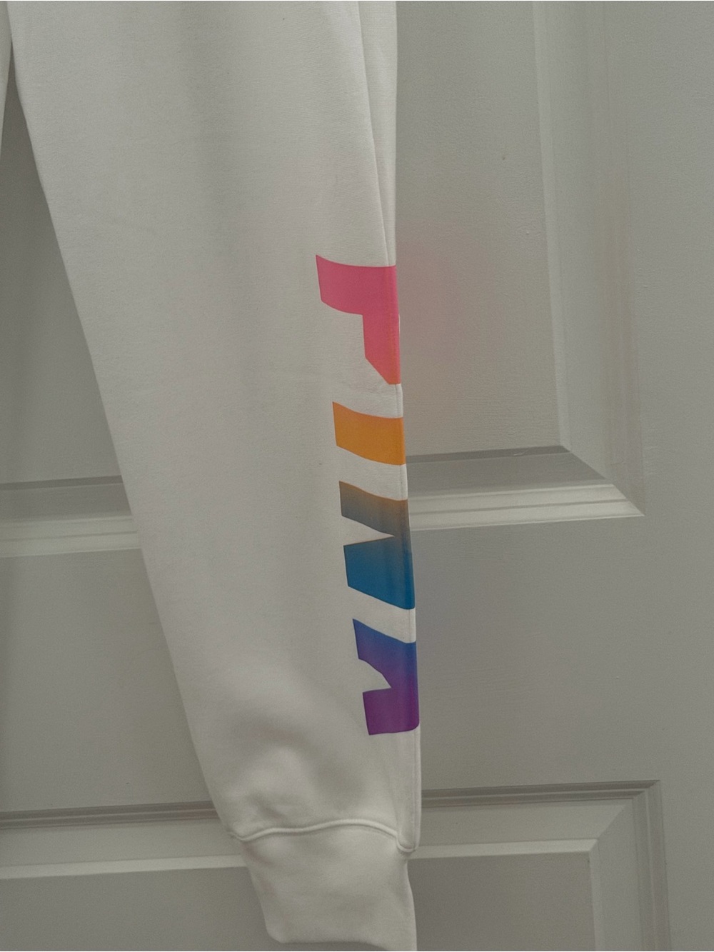 PINK Victoria's Secret White Zip-Up Hoodie with Multicolor Logo - Picture 10 of 11